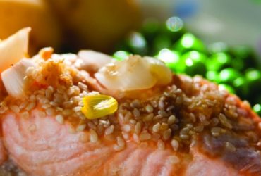 Sesame salmon and salad